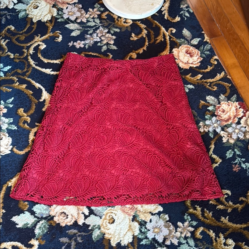 LOFT Red‎ Embellished A-Line Skirt - worn about 3x. 99 retail